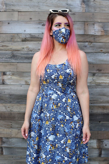 Busy Bees/Blue Gingham Mask Retrolicious