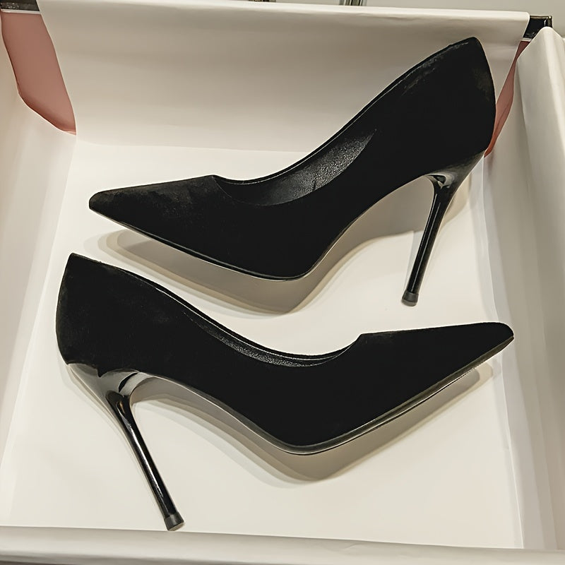 Ladies Pointed Toe Stiletto High Heels | Solid Color, Ultrahigh Heel, Flannel Upper, Tpu Sole, Synthetic faux leather Insole | Brand: Vipmrsking, Suitable For Fall Season, Women Shoes NovaCart