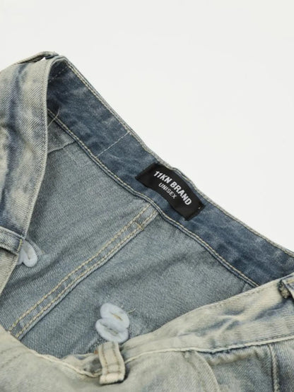 Men's Washed Multi-Pocket Straight Cargo Jeans New Era Fashion LLc