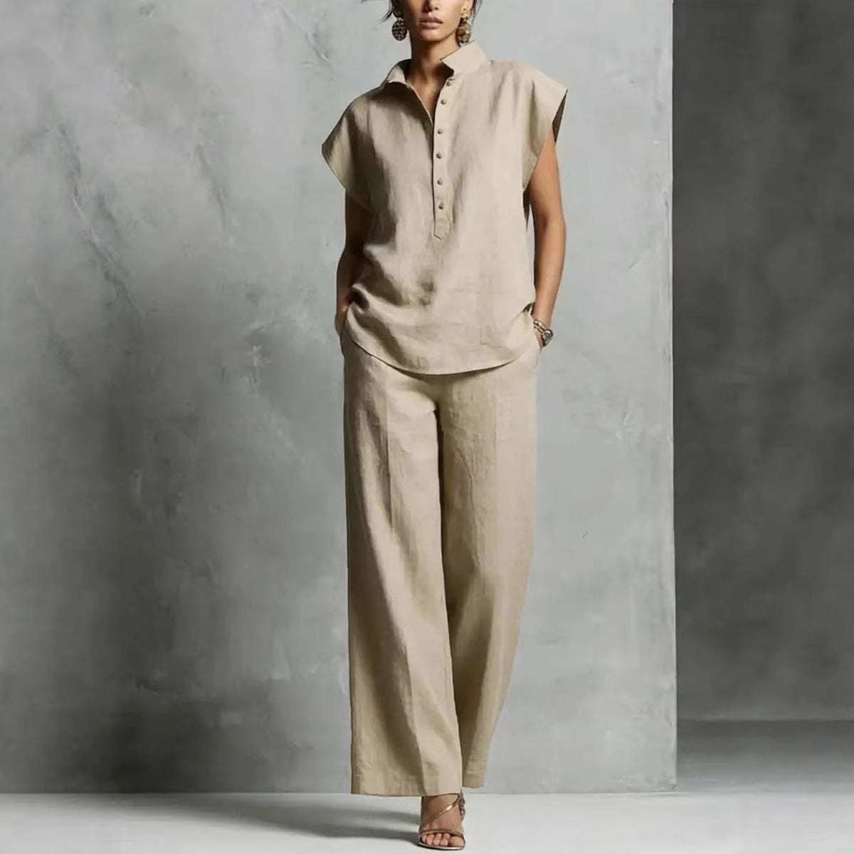 Women's Casual Sleeveless Top & Full-Length Pants Two-Piece Set FitiqueFit