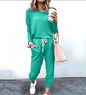 Women's Long Sleeve T-Shirt & Pencil Pants Set – Loose Fit, Striped & Solid FitiqueFit