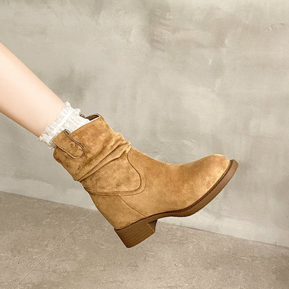 Women’s Suede Chunky Heel Slimming Ankle Boots FitiqueFit