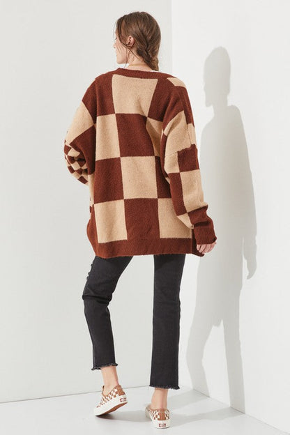 CHECKERED OVERSIZED SWEATER JJK5031P Shop Style & More | Fresh Looks, Everyday Deals & Free Shipping