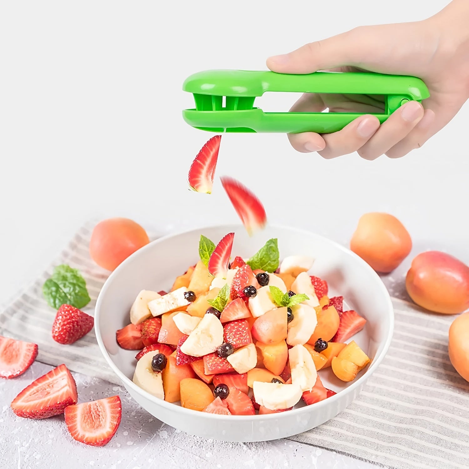 PANCERKA Portable Fruit Cutter - No Blade, Easy Grip Handle, Ergonomic Design for Safe Slicing, Dishwasher Safe, Ideal for Grapes, Cherries, Tomatoes, Strawberries, and Small Fruits, Fruit Slicing Tool | Ergonomic Handle | Du NovaCart
