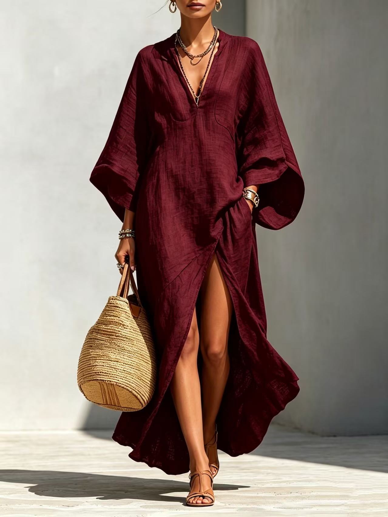 Women's Batwing Sleeve Loose Maxi Resort Dress FitiqueFit