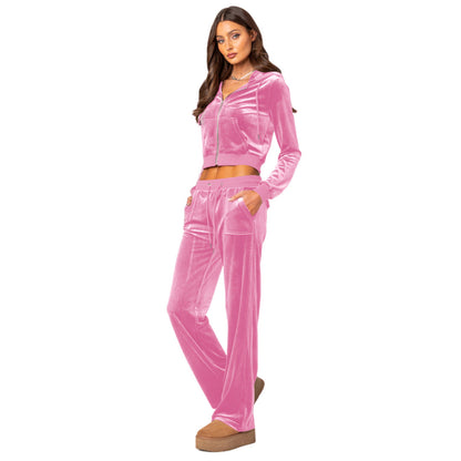 Stylish Velvet Two-Piece Sports Hoodie Set See size chart under “more details” The Fashion Celestial