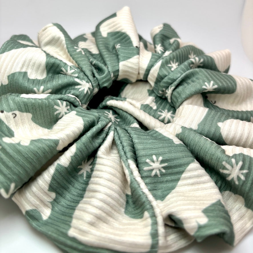 Snowflake Polar Bear Ribbed Scrunchie Enchanted Scrunch