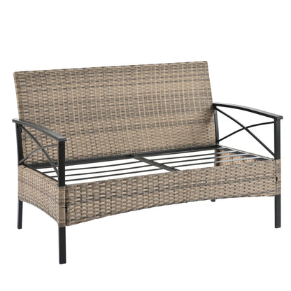 Patio Furniture, Outdoor Furniture, Seasonal PE Wicker Furniture, Four Set Wicker Furniture With Black Metal Table V.I.P Digital Presence