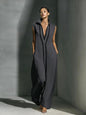 Women's V-Neck Color-Block Sleeveless A-Line Maxi Dress – 4 Colors XS–2XL FitiqueFit