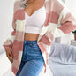 Striped Colorblock V-neck Cardigans, Casual Loose Drop Shoulder Long Sleeve Fall Winter Knit Cardigan, Women's Clothing NovaCart
