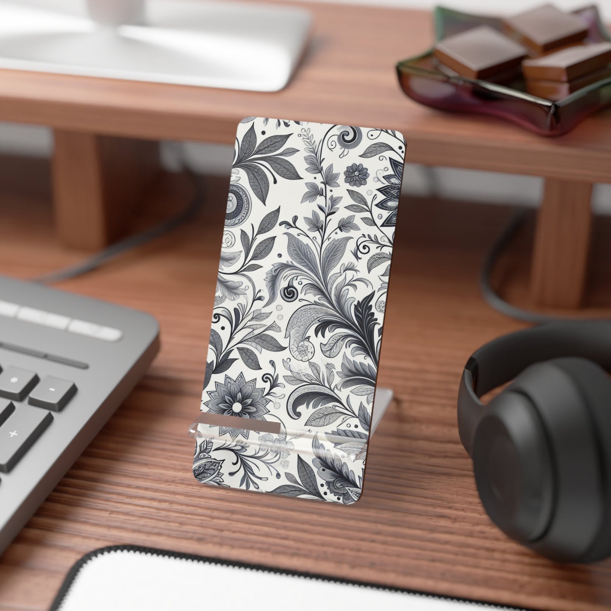 Elegant Floral Smartphone Display Stand, Desk Organizer, Home Decor, Gift for Tech Lovers, Office Accessory, Phone Holder Grayceful LLC