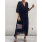 Batwing Sleeve V-Neck Midi Dress – Tied Irregular Hem Fairy Dress FitiqueFit