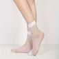 A Pair of Mid-calf Socks with Small Mesh and Rhinestone Decoration NovaCart