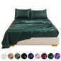 4pcs Satin Bed Sheet Four-Piece Set Includes One Fitted Sheet, One Flat Sheet, And Two Pillowcases. Pillowcases Do Not Include Inserts. Solid Colors Showcase Simple Elegance. The Simple Style Is Classic And Timeless. Polyeste NovaCart