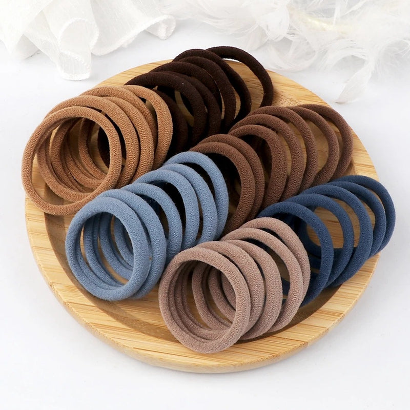 50pcs/Set Women   Basic Hair Bands 1.57inch Simple Solid Colors Elastic Headband Hair Ropes Ties Hair Accessories Ponytail Holder NovaCart