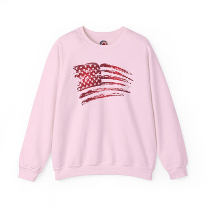 Red American Flag Crewneck Sweatshirt The Devil's Pickle