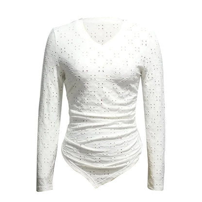 Women’s Hollow Out V-Neck Long Sleeve Top FitiqueFit
