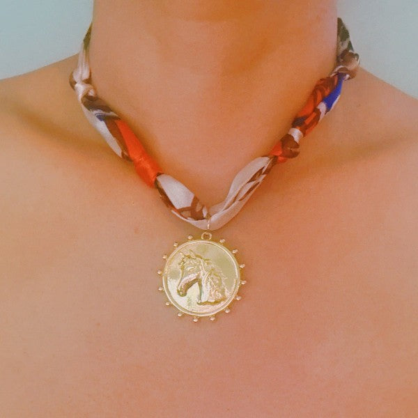 Luxe Print Medallion Pendant Scarf Necklace Shop Style & More | Fresh Looks, Everyday Deals & Free Shipping
