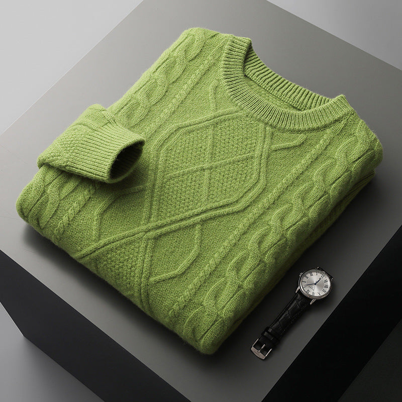 Men's Pullover Twist Round Neck Base Knitwear Loose-fitting Oversized Sweater Grayceful LLC