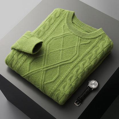 Men's Pullover Twist Round Neck Base Knitwear Loose-fitting Oversized Sweater Grayceful LLC