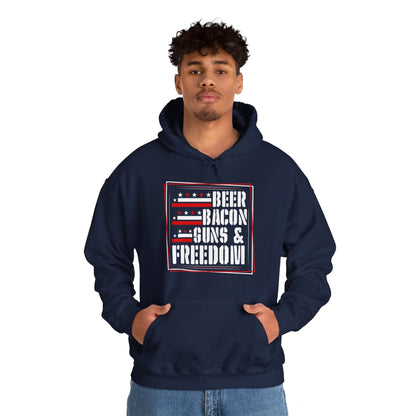 Beer Bacon Guns and Freedom Hooded Sweatshirt The Devil's Pickle