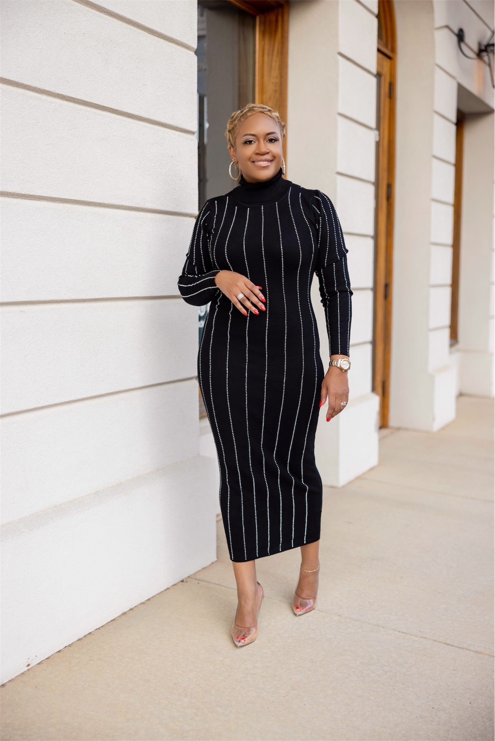 Black Sweater Dress with Embellishments The Bella Noire Store