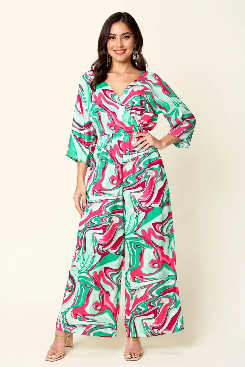 Double Take Full Size Half Sleeve Wide Leg Jumpsuit New Era Fashion LLc