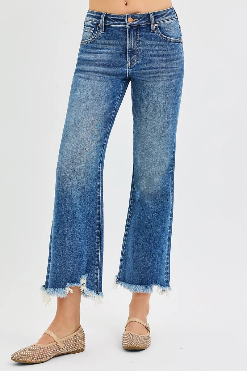 RISEN Full Size Mid Rise Crop Straight Jeans Plus Size West2East Surf