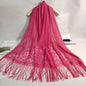 Women's Casual Shawl Wrap - Solid Color, Lightweight Polyester Knit - Going Out Essentials | Fringe Trim | Floral Lace Details NovaCart