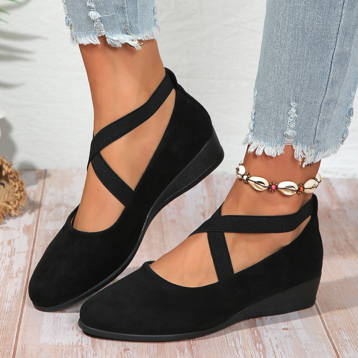 Elastic Band Platform Wedge Pumps – 6 Colors EU 35–43 FitiqueFit