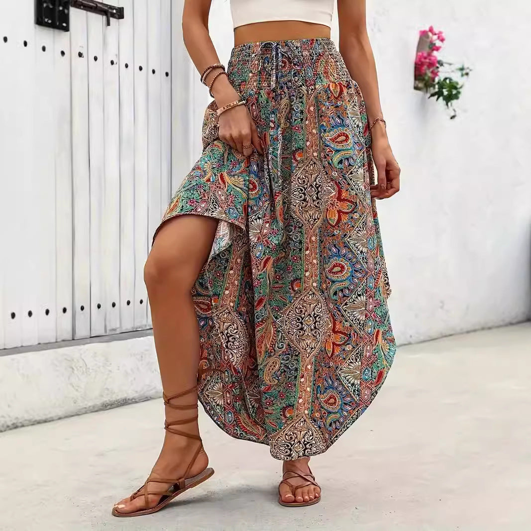 Personality Printed A- Line Skirt Casual Grayceful LLC