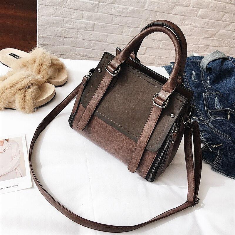 Vintage Leather Handbag Shoulder Bag | Luxury Handcrafted with Zipper Closure Country in My Heart