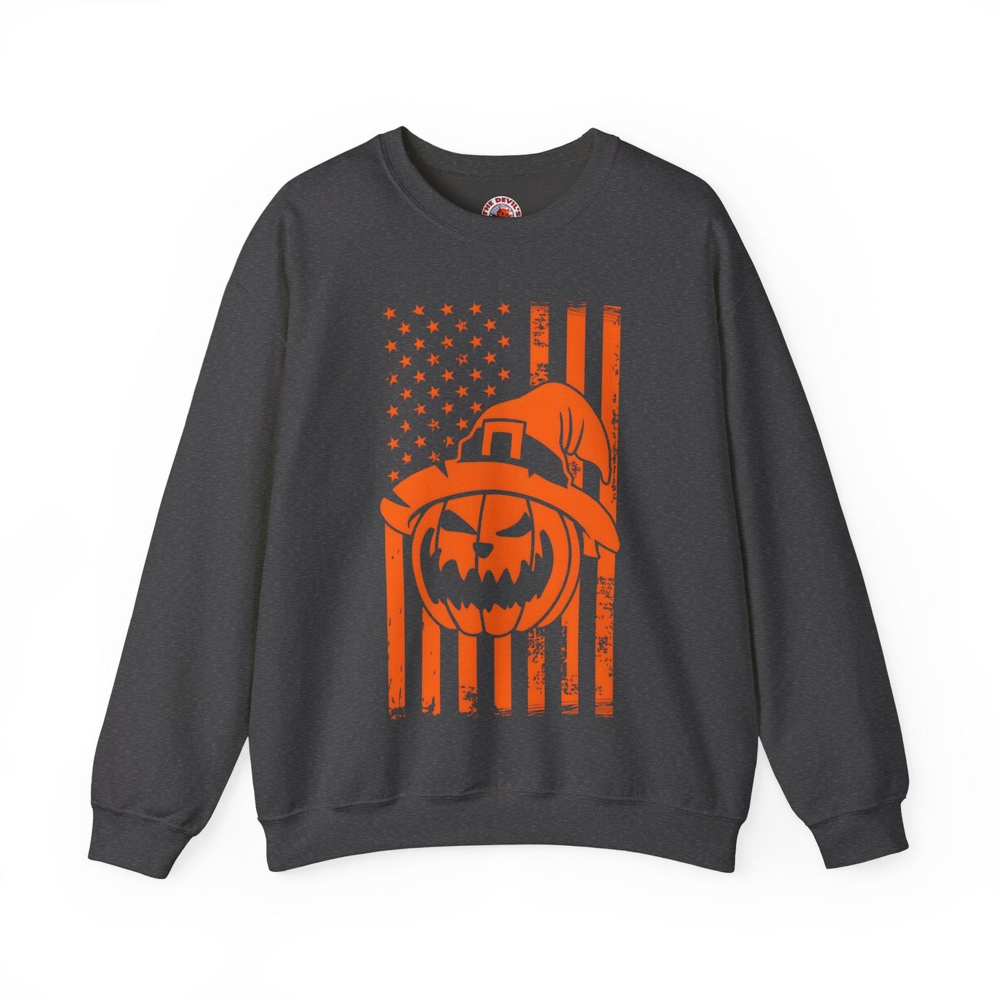 Pumpkin American Flag Crewneck Sweatshirt The Devil's Pickle
