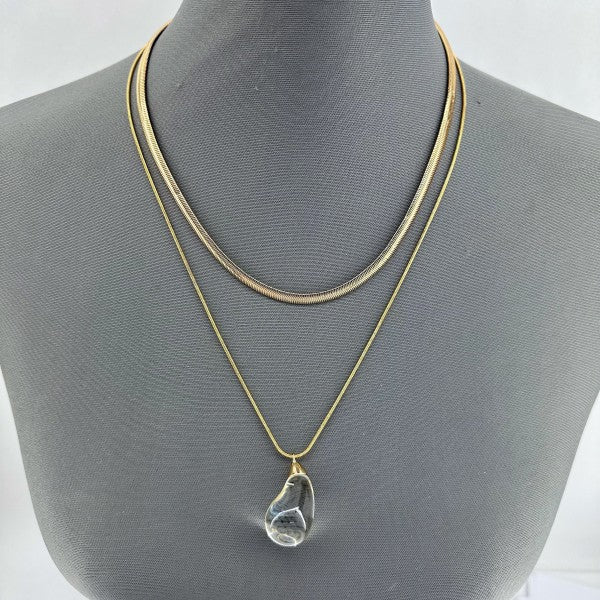 Double Layer Necklace with Clear Teardrop Pendant Shop Style & More | Fresh Looks, Everyday Deals & Free Shipping
