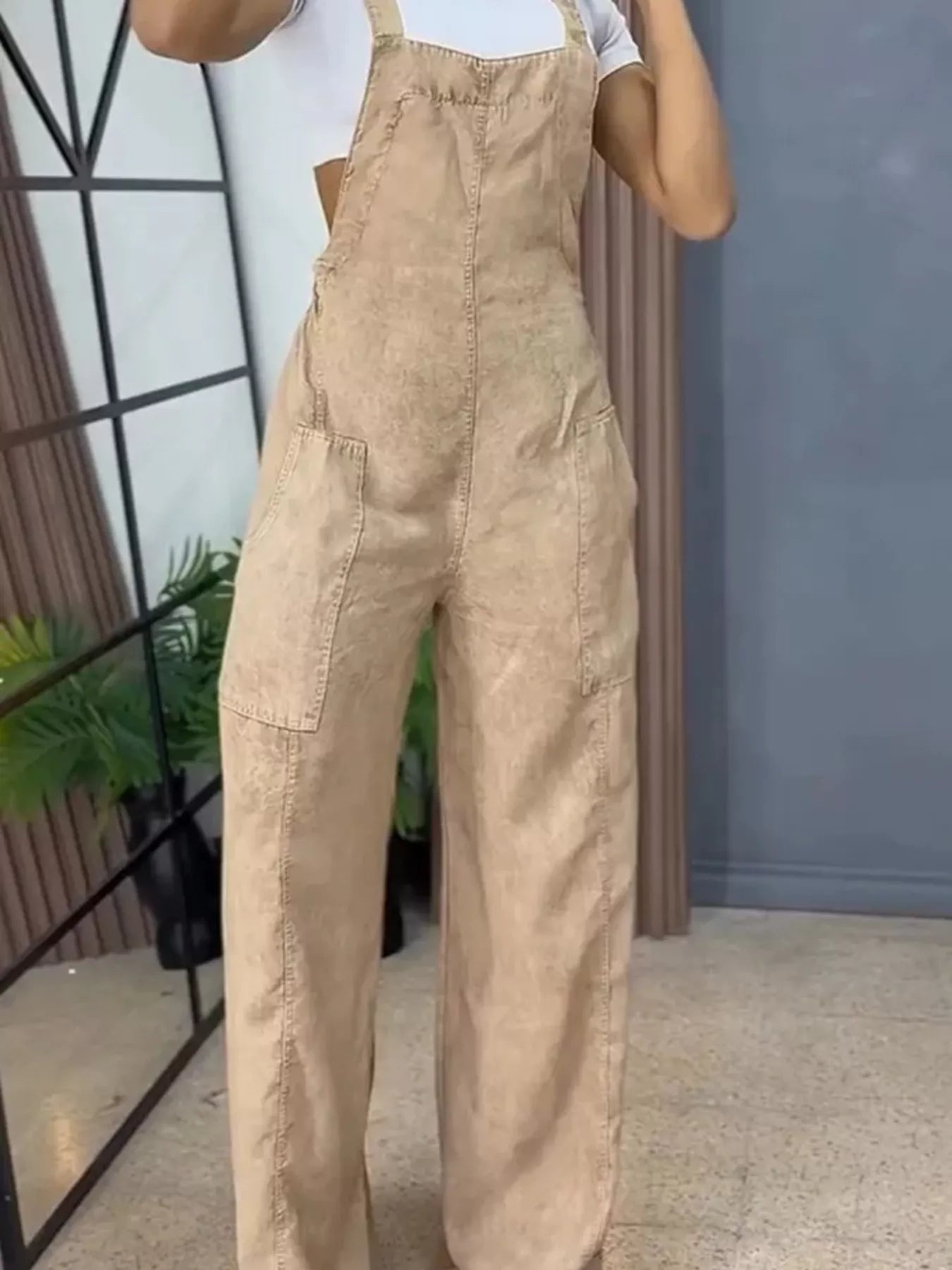 Full Size Vintage Wash Wide Leg Denim Overalls Plus Size New Era Fashion LLc