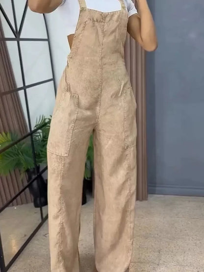 Full Size Vintage Wash Wide Leg Denim Overalls Plus Size New Era Fashion LLc