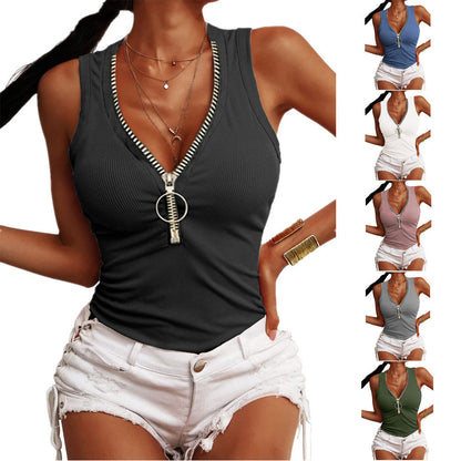 Women's Slim-Fit Zipper Vest Top FitiqueFit