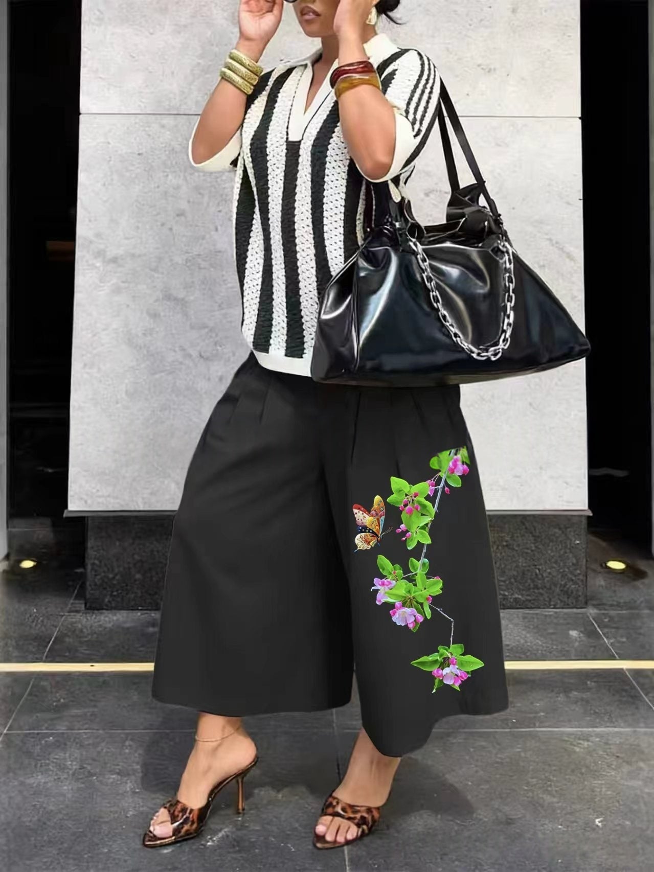 Women's Wide-Leg Cargo-Style Pants with Zipper & Button Detail FitiqueFit