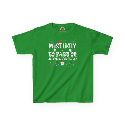 Most Likely To Fart On Santa's Lap Kids Tee The Devil's Pickle