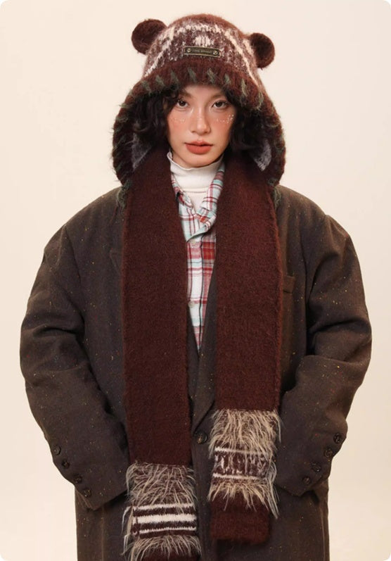 Women’s Cute Bear Ear Knitted Hat – Warm Ear-Covering Winter Beanie FitiqueFit