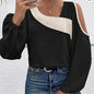 Women's Cold Shoulder Color Block Long Sleeve Tee Shirt Casual Going Out Top See size chart under “more details” The Fashion Celestial