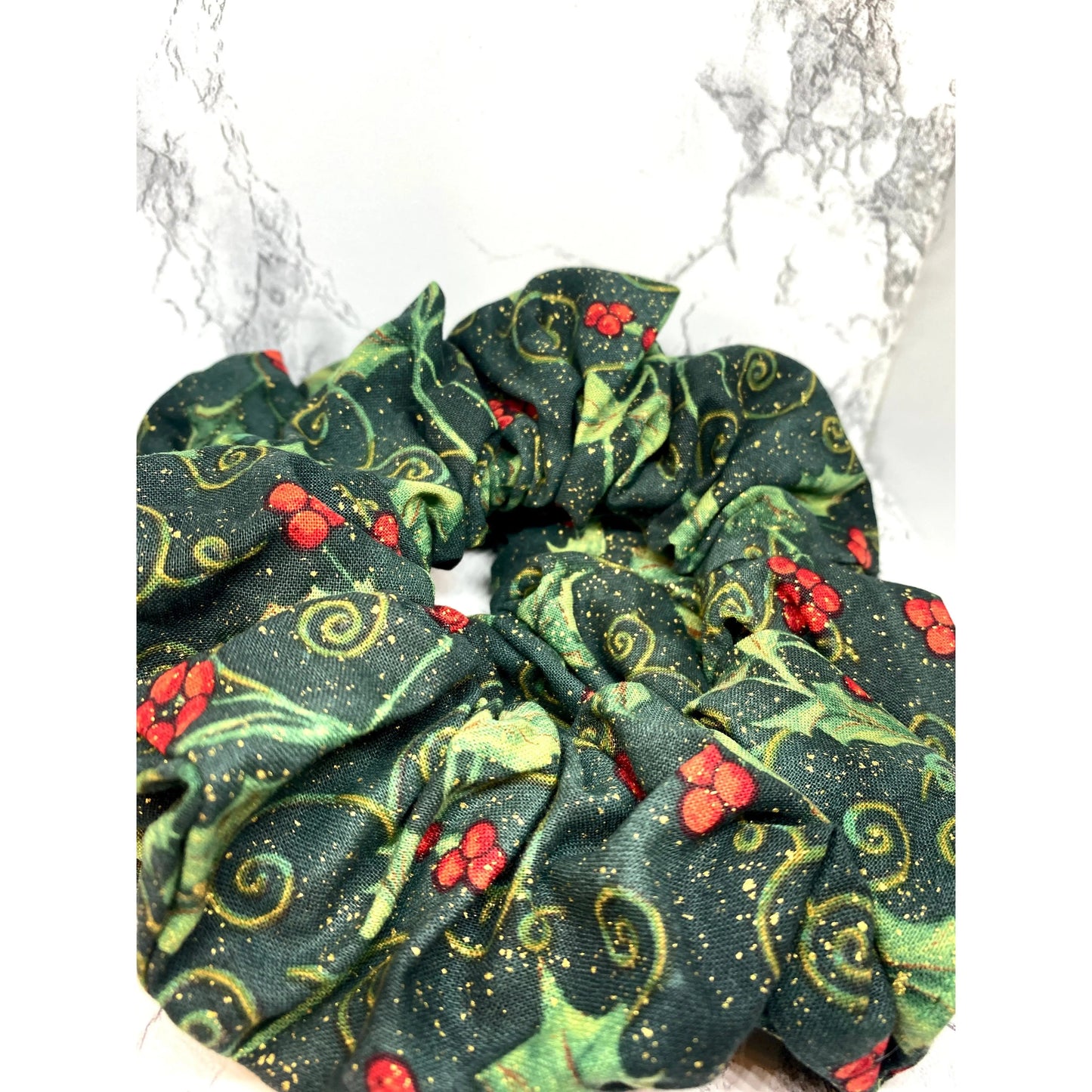 Glitter Holly Christmas Scrunchie Enchanted Scrunch
