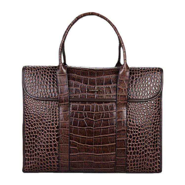 Exotic Croco Leather Laptop Bag - Luxury Genuine Cowhide for Stylish Women Country in My Heart