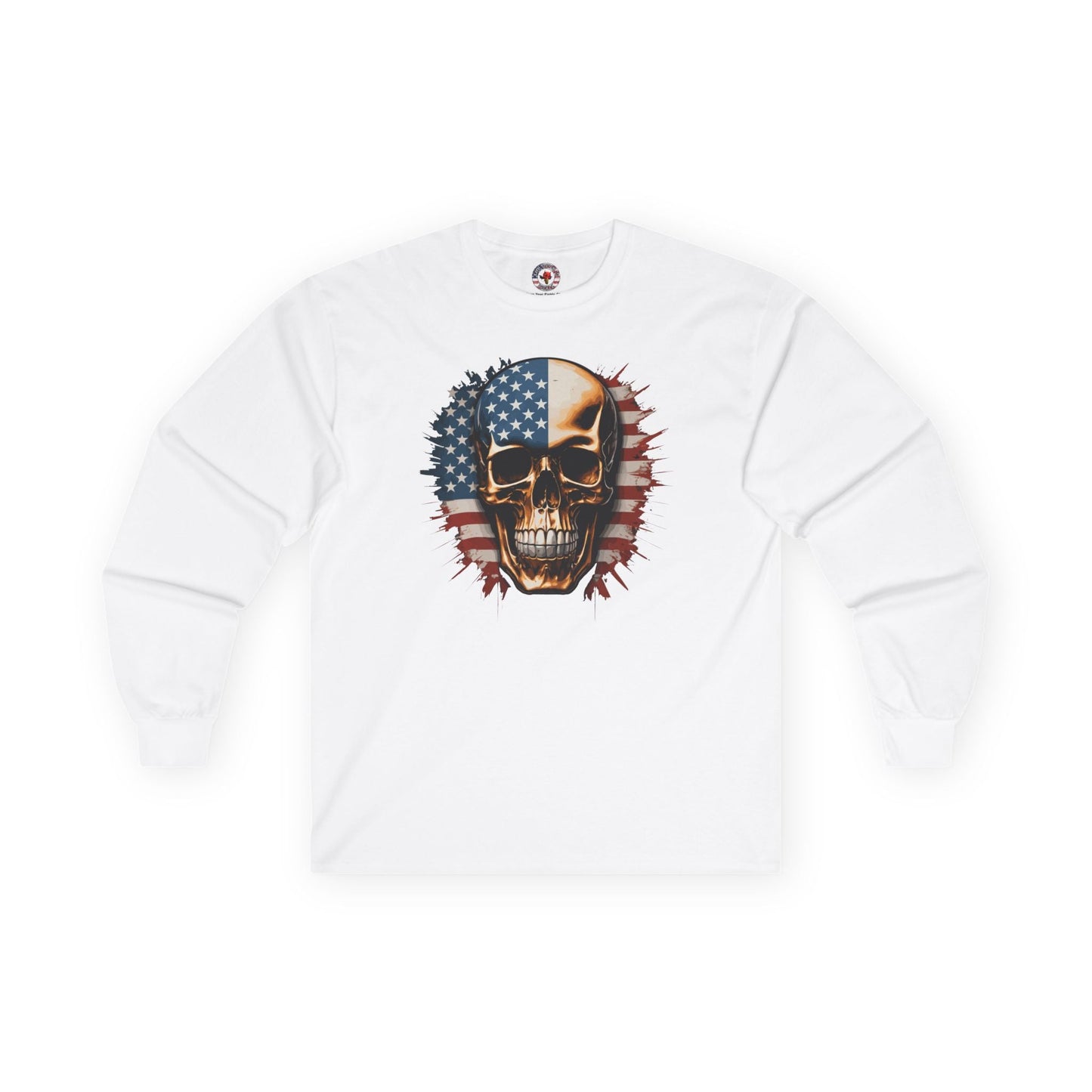 American Flag Skull Long Sleeve Tee The Devil's Pickle