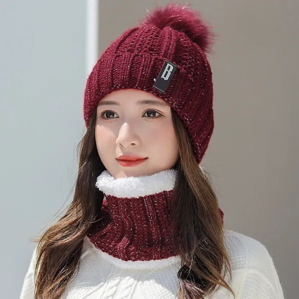 Warm Knitted Beanie & Scarf Women | Cozy Winter Bundle FitiqueFit
