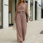 Women's Off-Shoulder Sleeveless Wide-Leg Jumpsuit – High Waist with Belt FitiqueFit