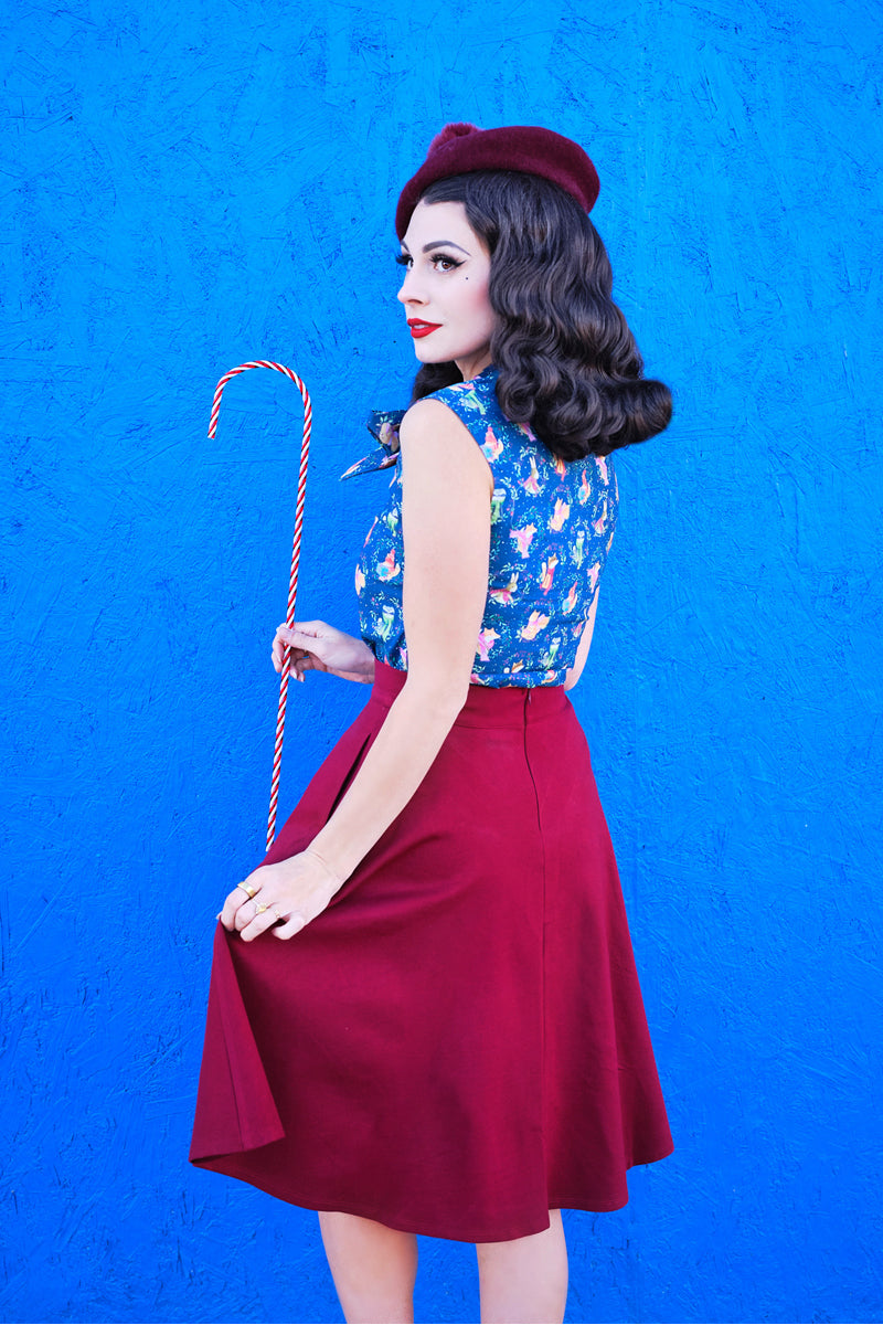Charlotte Skirt in Burgundy - 4X only Retrolicious