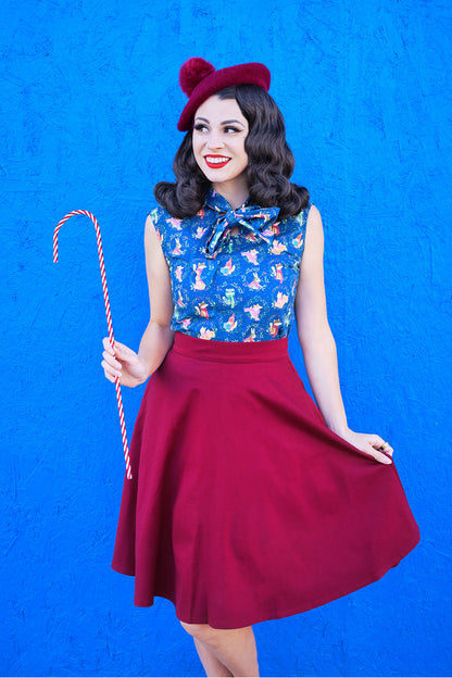 Charlotte Skirt in Burgundy - 4X only Retrolicious
