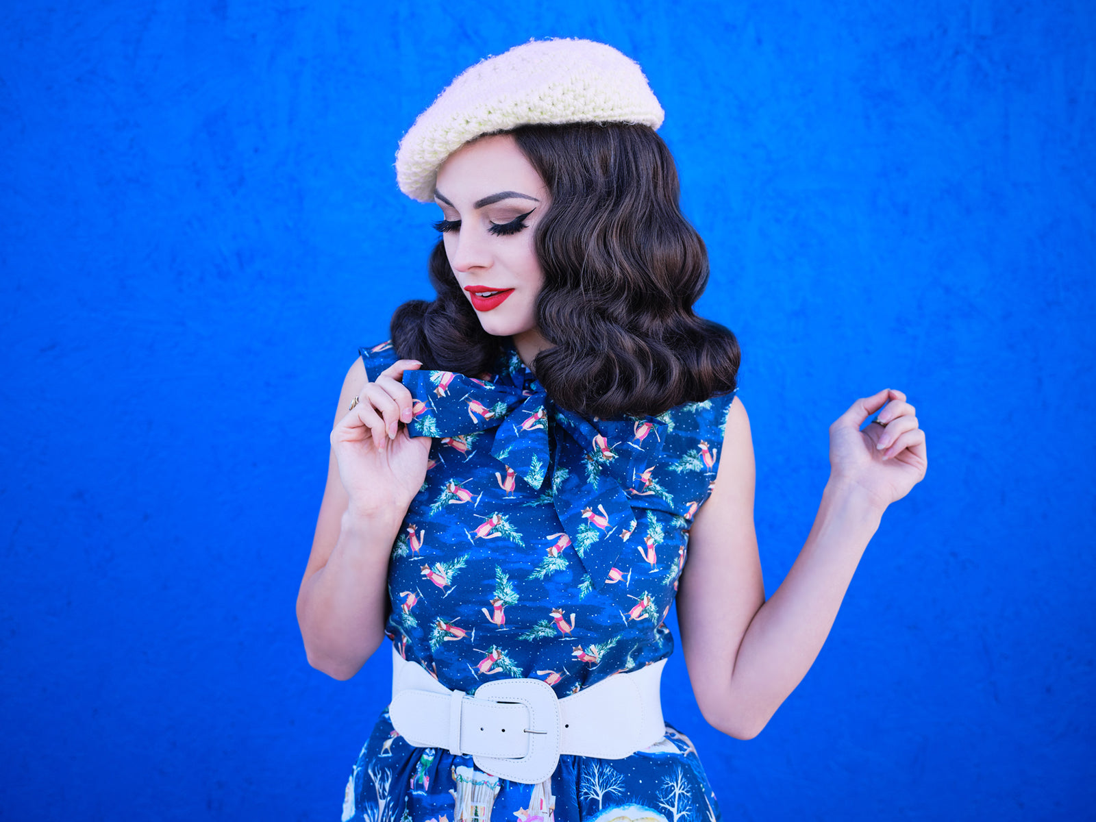 Festive Fox Bow Top - Plus Sizes only Retrolicious