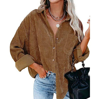 Corduroy Country Chic Shirt – Stylish Single-Breasted Cowgirl Shirt Country in My Heart